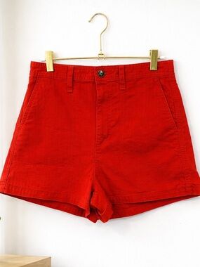 Madewell High-Waist Burnt Orange Cotton Shorts